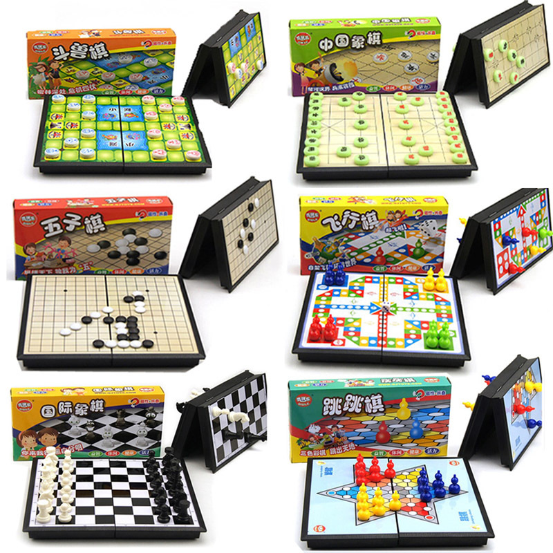 Picture of Children's Magnetic Folding Flying Chess Primary School Kindergarten Portable Five Beast Jumping Chess Educational Toys