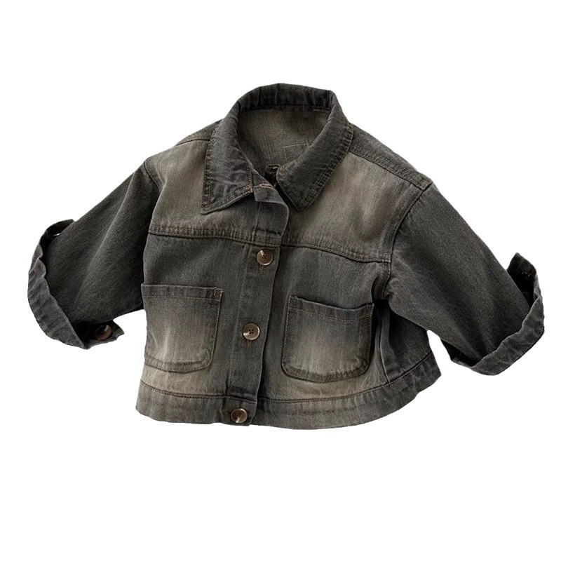 Picture of Children's clothing ins Korean style spring new jacket men's and women's fashionable handsome retro lapel washed Denim coat