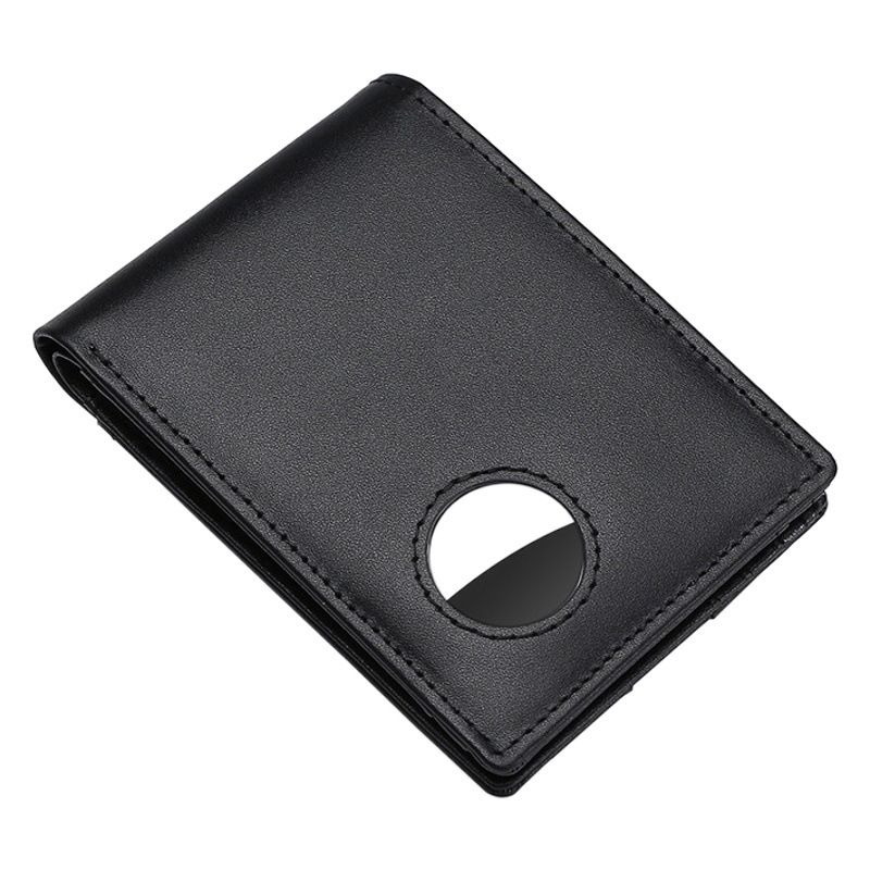 Amazon popular airtag wallet men's genuine leather tracker wallet RFID anti-theft brush cowhide card holder
