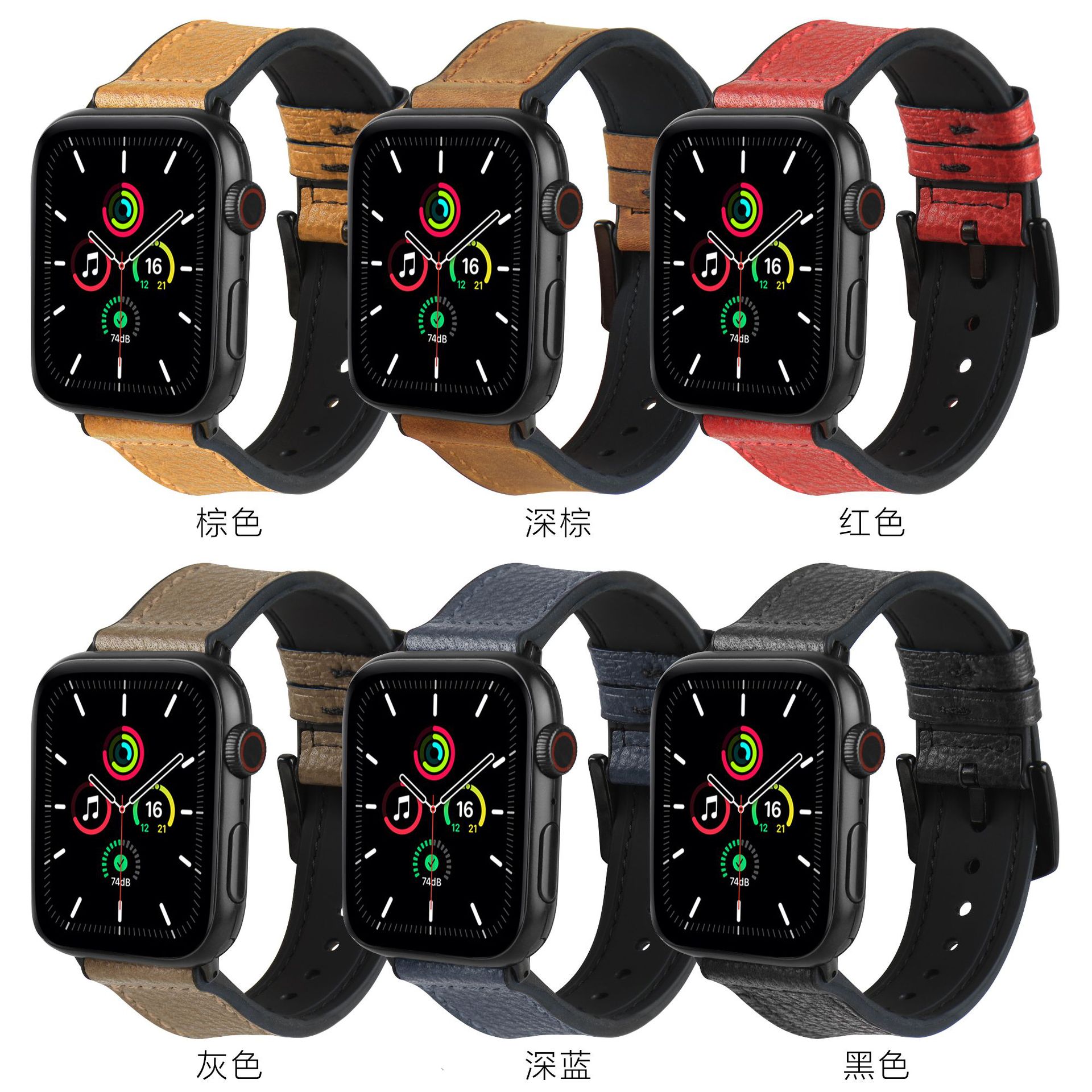 Picture of Suitable for Apple Watch Applewatch765S9 Strap Pebbled Iwatch8 Silicone Leather Strap