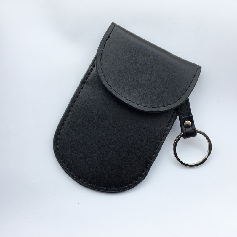 Picture of New genuine leather RFID electromagnetic shielding key bag car key signal shielding bag anti-theft bag anti-magnetic scanning