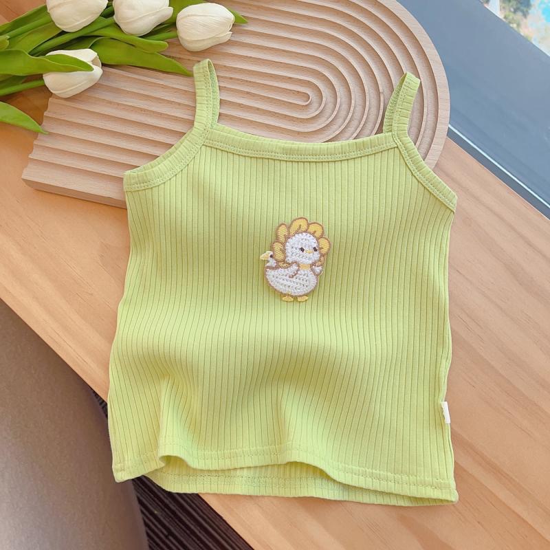 Picture of 2024 Women's Sleeveless Top Cartoon Embroidered Knitted Slim-Fit Stretch Vest Girl's Sling Top Candy Color Summer Dress
