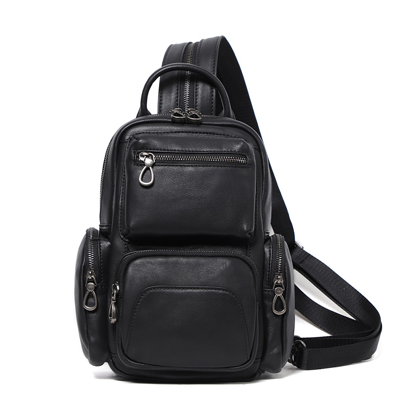 Picture of First Layer Cowhide Men's Chest Bag 2023 New Fashion Shoulder Bag Casual Men's Small Backpack Backpack Men's Crossbody Bag