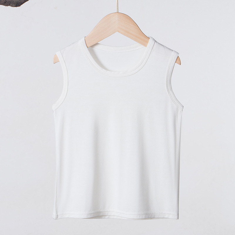 Picture of Summer Children's Vest Wide Shoulder Waistcoat Thin Female Male Baby Parent-Child Solid Color Stretch Ice Draped Sleeveless T-Shirt