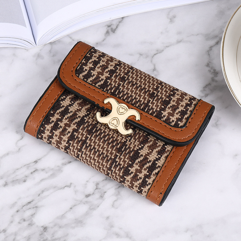 Picture of New Style Card Bag Women's Mini Korean-style Houndstooth Multi-functional Anti-degaussing Multi-card Driver's License Retro Bank Card Bag