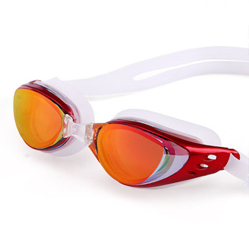 Picture of Adult Swimming Goggles Waterproof Anti-fog Electroplated Fashion Men's and Women's Flat Light HD Large Frame Electroplated Diving Swimming Glasses