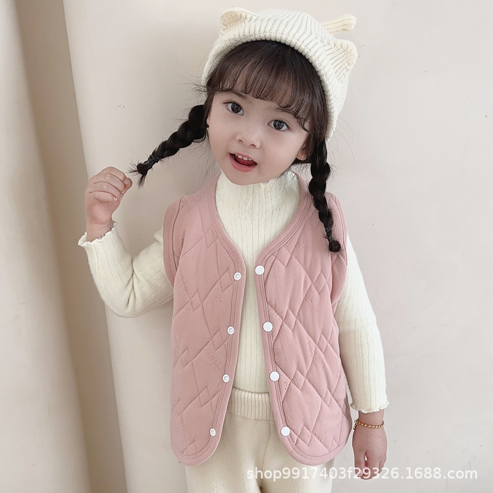 Picture of Autumn and winter children's cotton vest boys and girls wear cotton vest children's school uniform artifact baby warm waistcoat