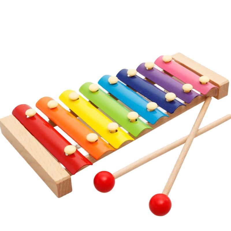 Wooden Maruzi Children's Early Education Music Educational Toys Wooden Eight-tone Knocking Hand Knocking Muskin Factory Direct Sales