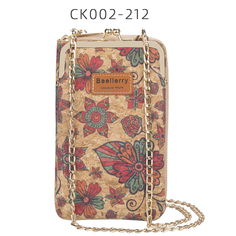 Picture of baellerry ladies wallet vertical wood grain mobile phone bag multi card wallet chain shoulder messenger bag wholesale