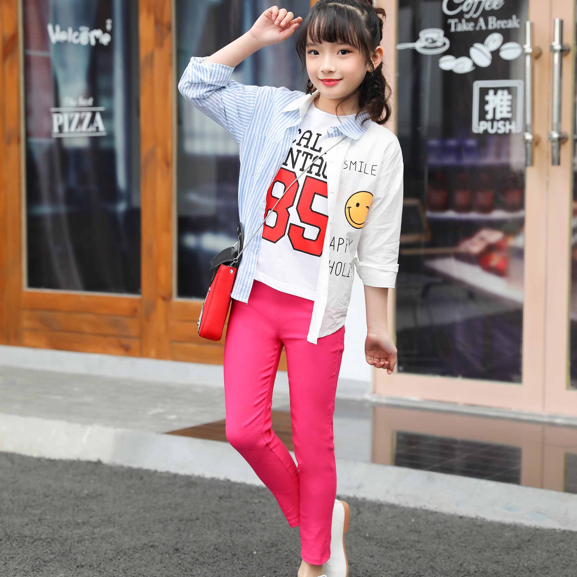 Picture of Children's pencil pants spring and autumn thin Korean children's clothing girls candy color elastic leggings large and medium children's pants wholesale