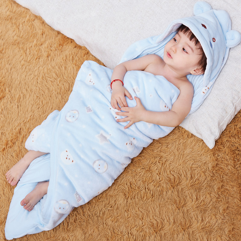 Picture of Factory for a generation of hair agent baby hugging newborn wrapped spring and autumn thin cotton swaddling towel