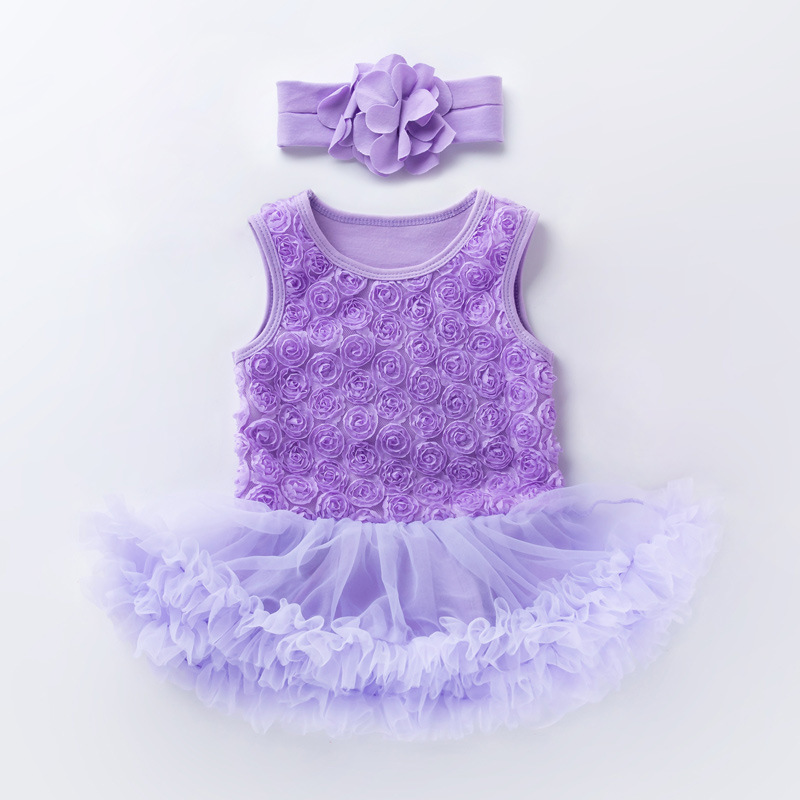 Picture of Amazon Hot Selling Baby Rose Sleeveless Princess Dress Baby Girl Solid Color Full Moon One Year Old Holiday Dress