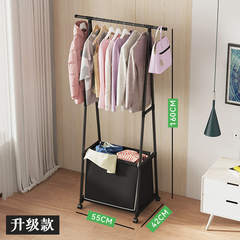 Picture of Floor-Standing Coat Rack, Triangular Coat Rack with Wheels, Mobile Multi-Layer Storage Rack, Clothes Rack, Simple and Modern Clothes Drying Rack
