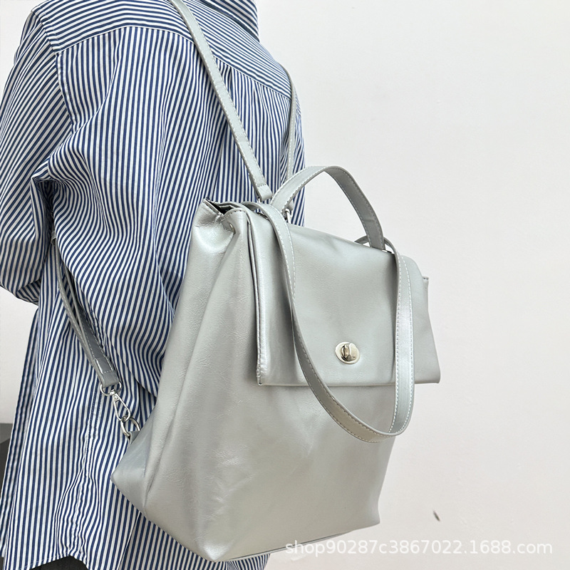 Picture of This Year's Popular Korean Silver Backpack for Women 2025 Summer Sends New Large-Capacity Casual Work Clothing Versatile Backpack