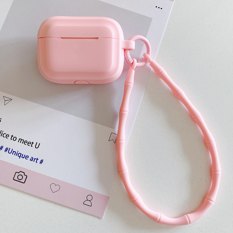 Picture of Simple Pure Color Belt Pendant Suitable for Airpods4 Protective Case Apple 1/2 Silicone Headphone Case with Lanyard Source