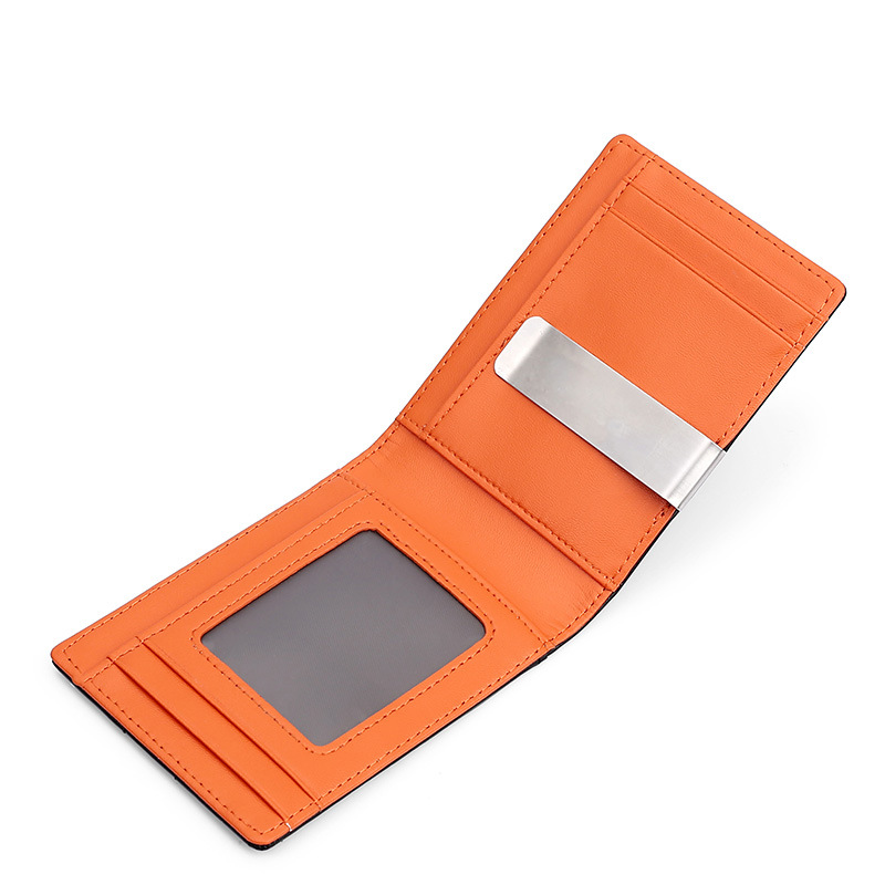 Picture of Amazon Hot Selling Genuine Gold Clip European and American Short Wallet Certificate RFID Anti-Magnetic Card Bag Wallet Metal Ticket Clip