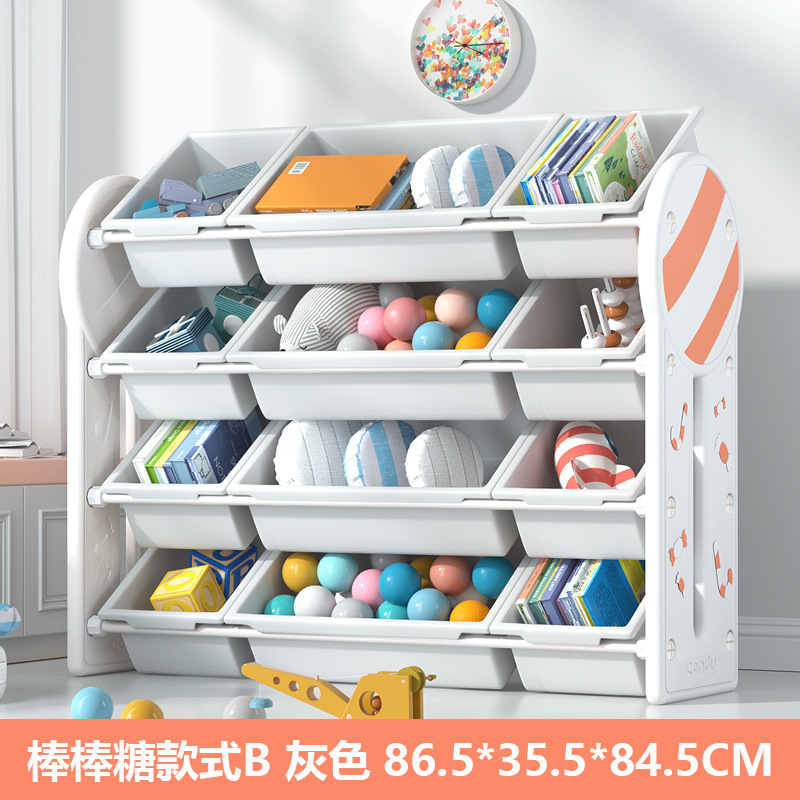 Picture of Children's Toy Storage Rack with Lid Baby Picture Book Bookshelf Organizer Box Multi-layer Storage Shelf Artifact Locker