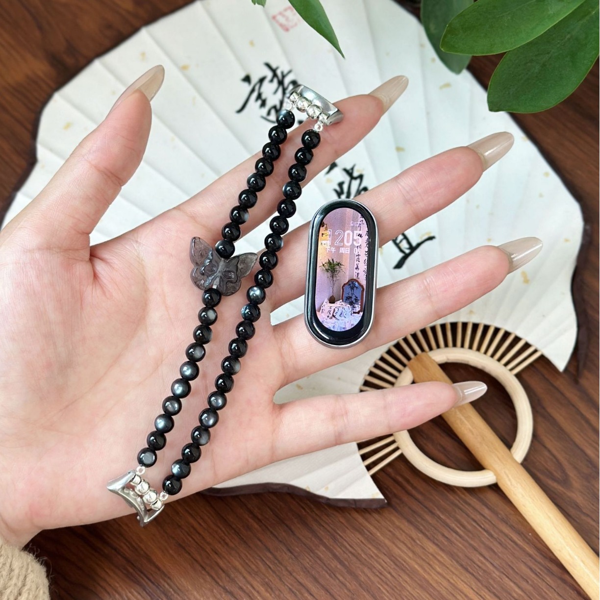 For Mi Band 9/8 Summer Butterfly Beaded Strap Universal NFC Guofeng Watch and Chain Collection Mi Band 8pro