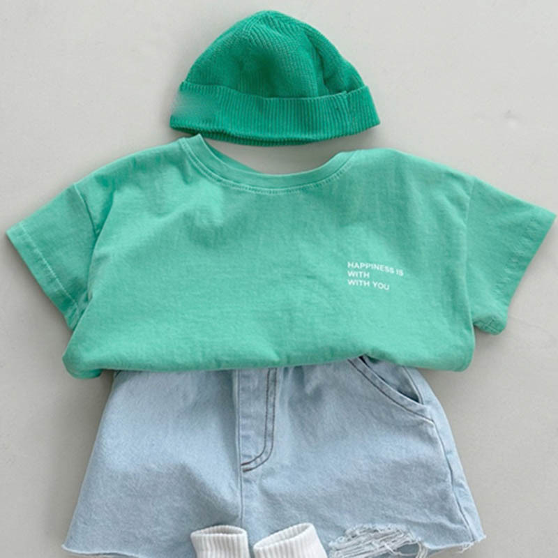 Picture of Ins Korean Style Summer New Parent-child Top Loose Fashion Cool Parent-child Top Casual Letter Short-sleeved T-shirt