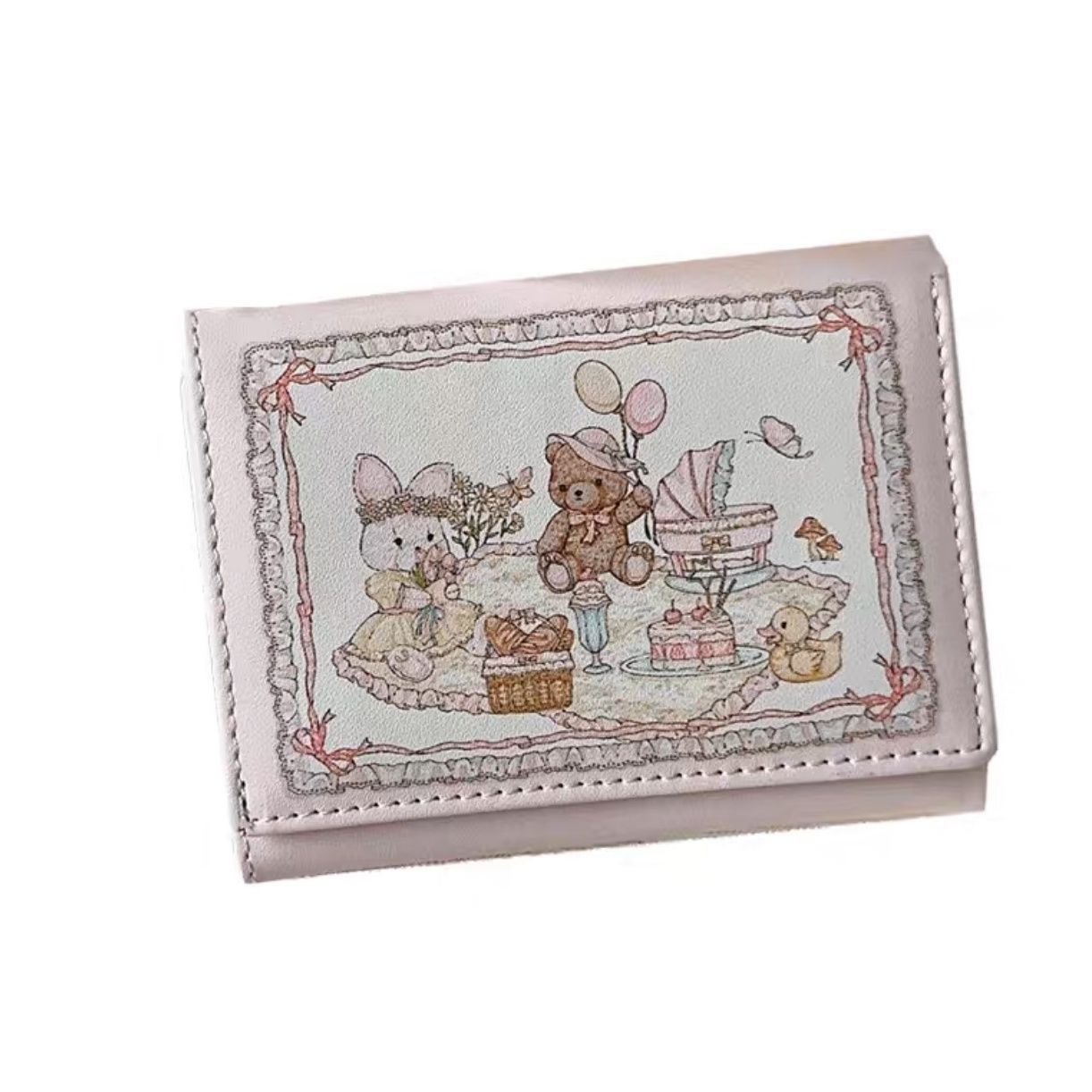Picture of Online celebrity new girl dream Spring Picnic series rabbit bear wallet cute original design anti-degaussing multi-card position