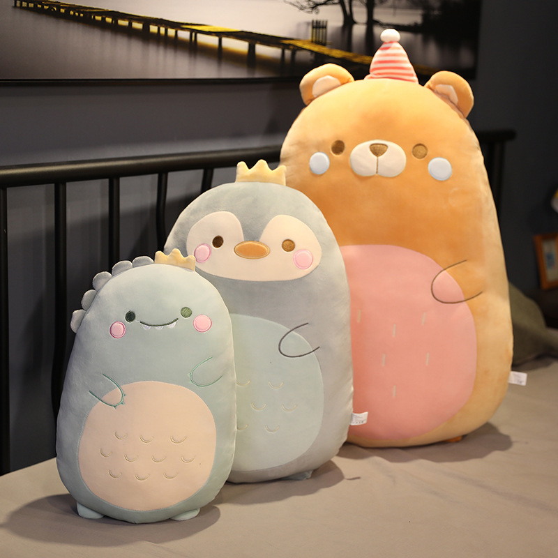 Picture of Cartoon Crown Animal Dinosaur Penguin Chubby Pillow Home Big Pillow Bear Plush Doll Message Vacuum