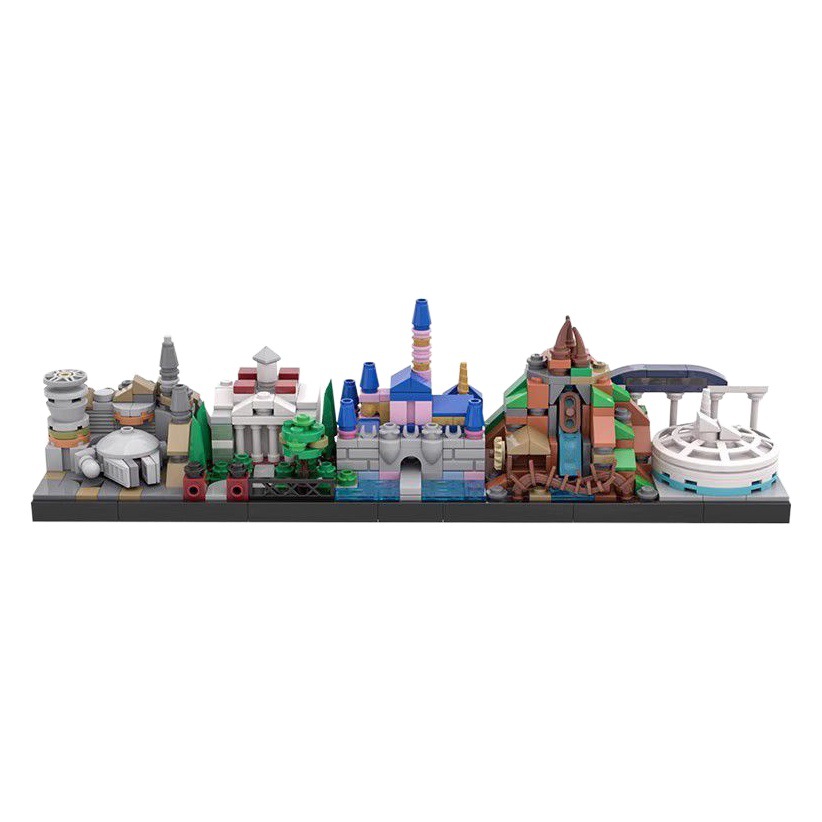 Compatible with Lego domestic MOC building street view Disneyland Skyline Building Blocks model assembled toy ornaments