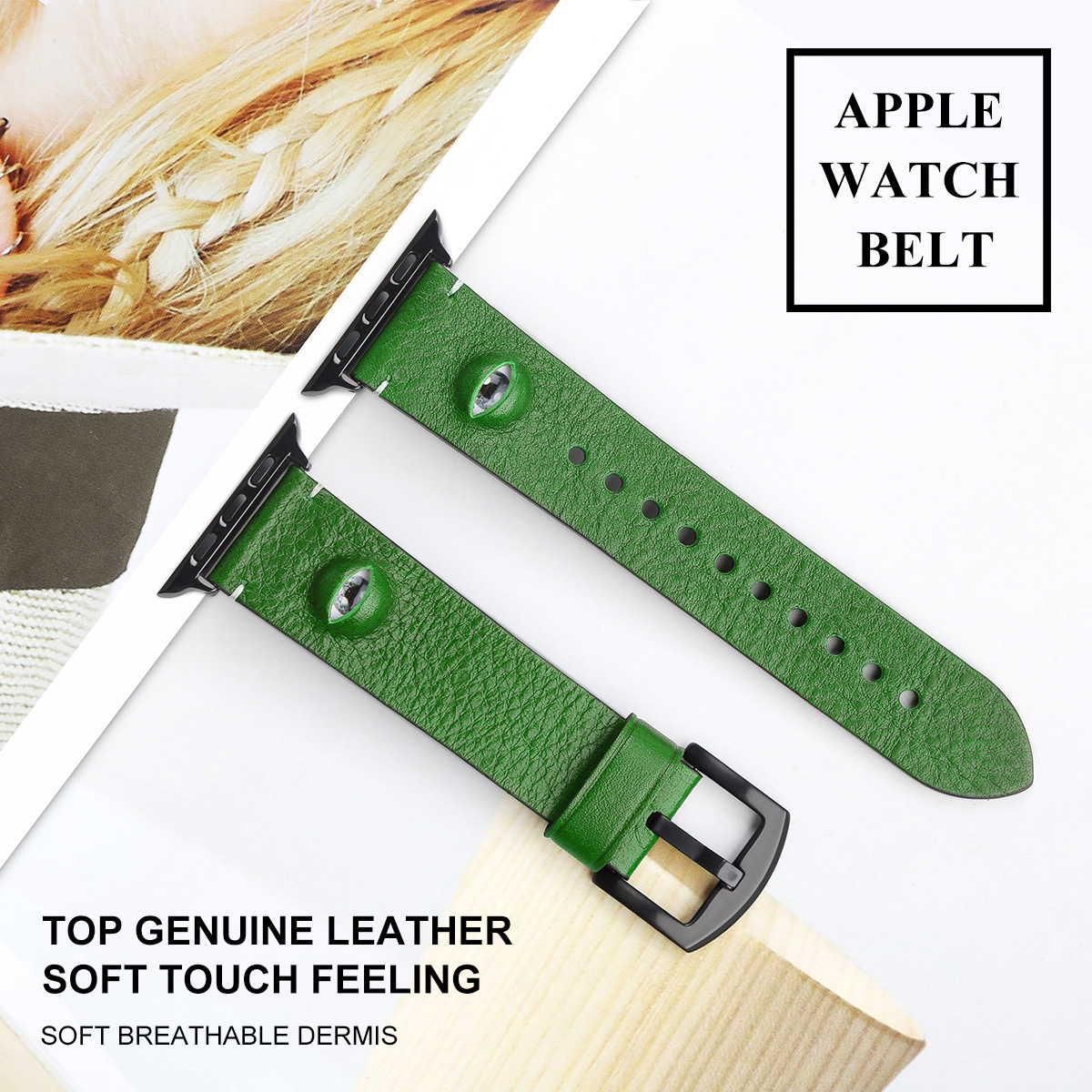 Picture of For Apple watchse983456 Apple Watch iwatch7 Top Layer Cowhide Eyes Leather Watch Strap