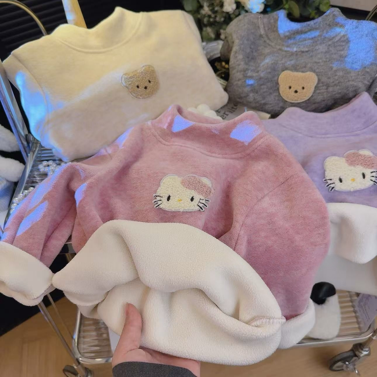 Picture of Autumn and Winter Cartoon Colorful Koala Velvet Thickened Base Shirt Top Wool Silk Warm for Boys and Girls