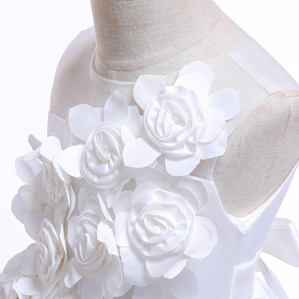 Picture of Amazon Wish Princess Dress Girls Stereo Silks and Satins Flower Wedding Dress Stage Performance Puffy Dress