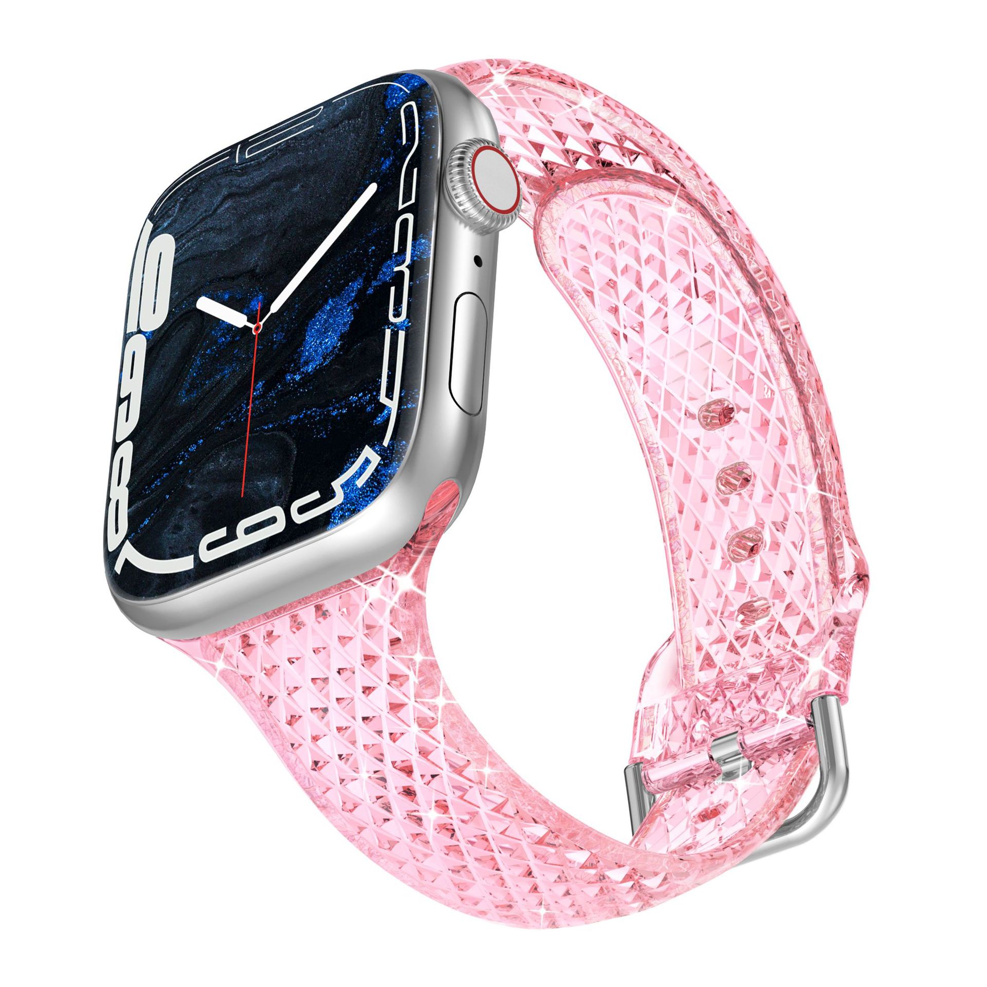 Picture of For Apple Watch Strap appleiwatch1-10 Generation S9 Diamond Pattern TPU Fine Strap Transparent Women's New