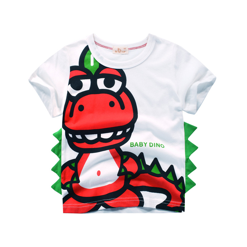 2025 Children's Clothing Wholesale Korean Style Summer Boys Dinosaur Half Sleeve Children's Summer Clothes Short Sleeve T-Shirt Tops Undershirt Dropshipping
