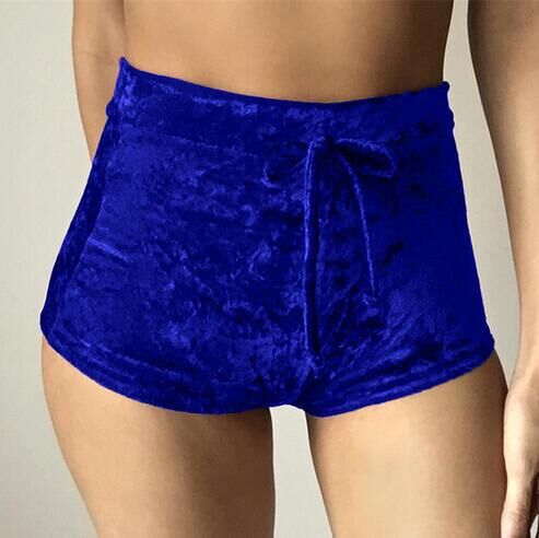 Picture of 2025Wish Aliexpress Gold Velvet Flannel Elastic Lace Pleated Sports Shorts in Stock