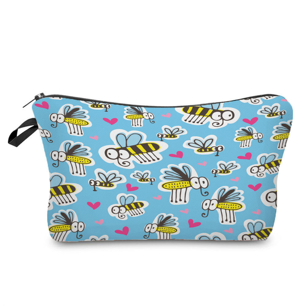 Picture of New arrival cute industrious Bee Printing cosmetic bag dumpling bag lipstick dumpling-shaped bag