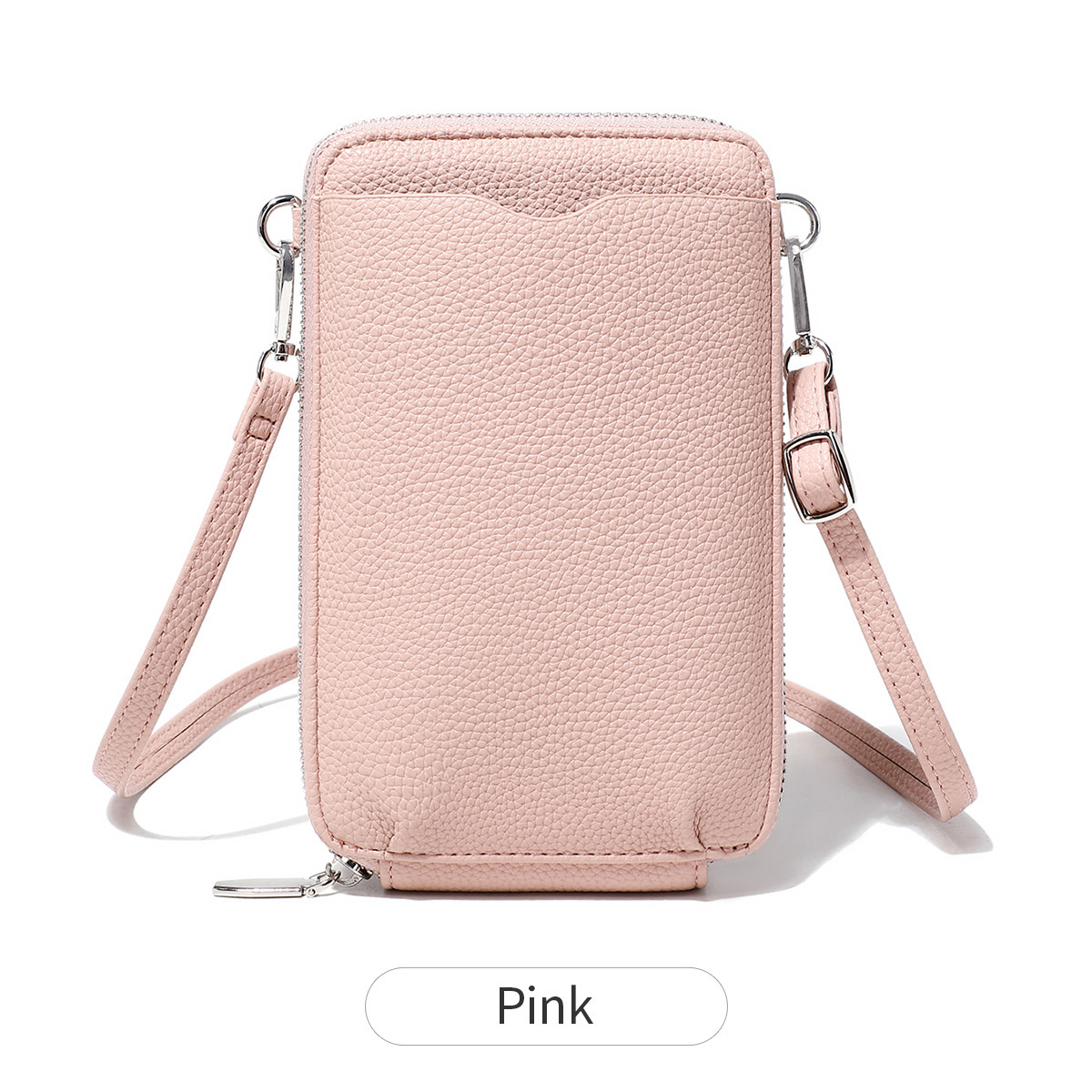 Picture of Cross-border New Litchi Pattern Vertical Zipper Mobile Phone Bag Foreign Trade Mini Large Capacity Women's Shoulder Bag Crossbody Bag