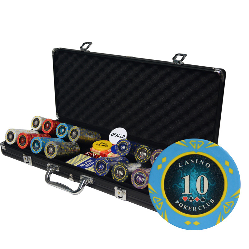 Texas Hold'Em Poker Chip Coin Mahjong Hall Card Chess and Card Room Chip Card Points Plastic Clay Chip Set