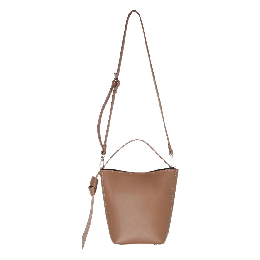 Wu 77 Simple da Capacity Solid Color Bag Korean Style Adjustable Shoulder Bag Pu Bucket Bag Female Student