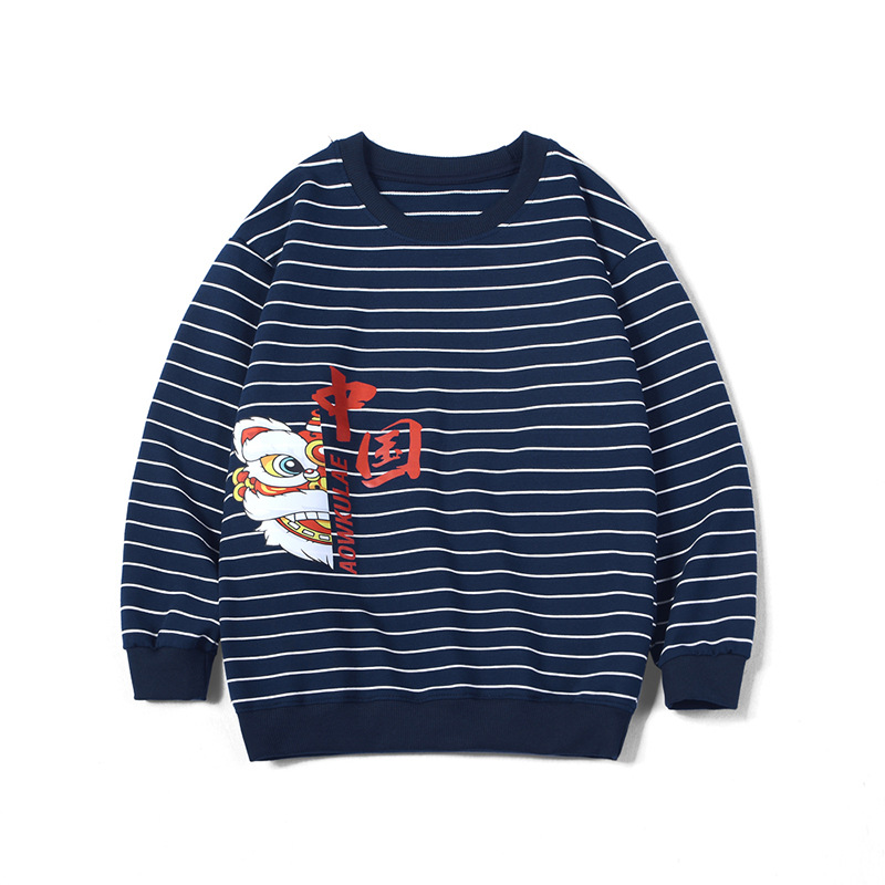 Picture of European point children's clothing spring Korean new children's sweater middle children's national fashion printed top boys long sleeve base shirt