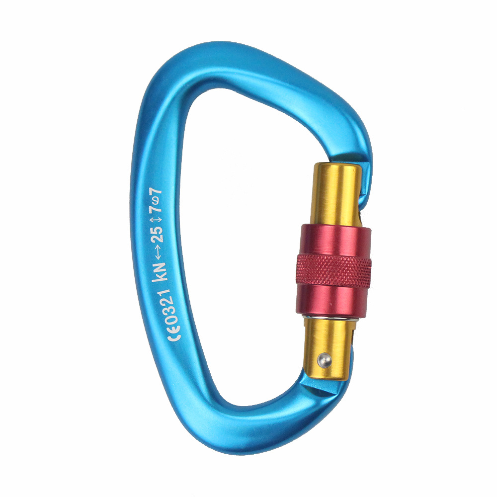 Picture of D-shaped 25KN mountaineering main lock 7075 aviation fast hanging aluminum buckle outdoor rock climbing equipment multi-function safety lock