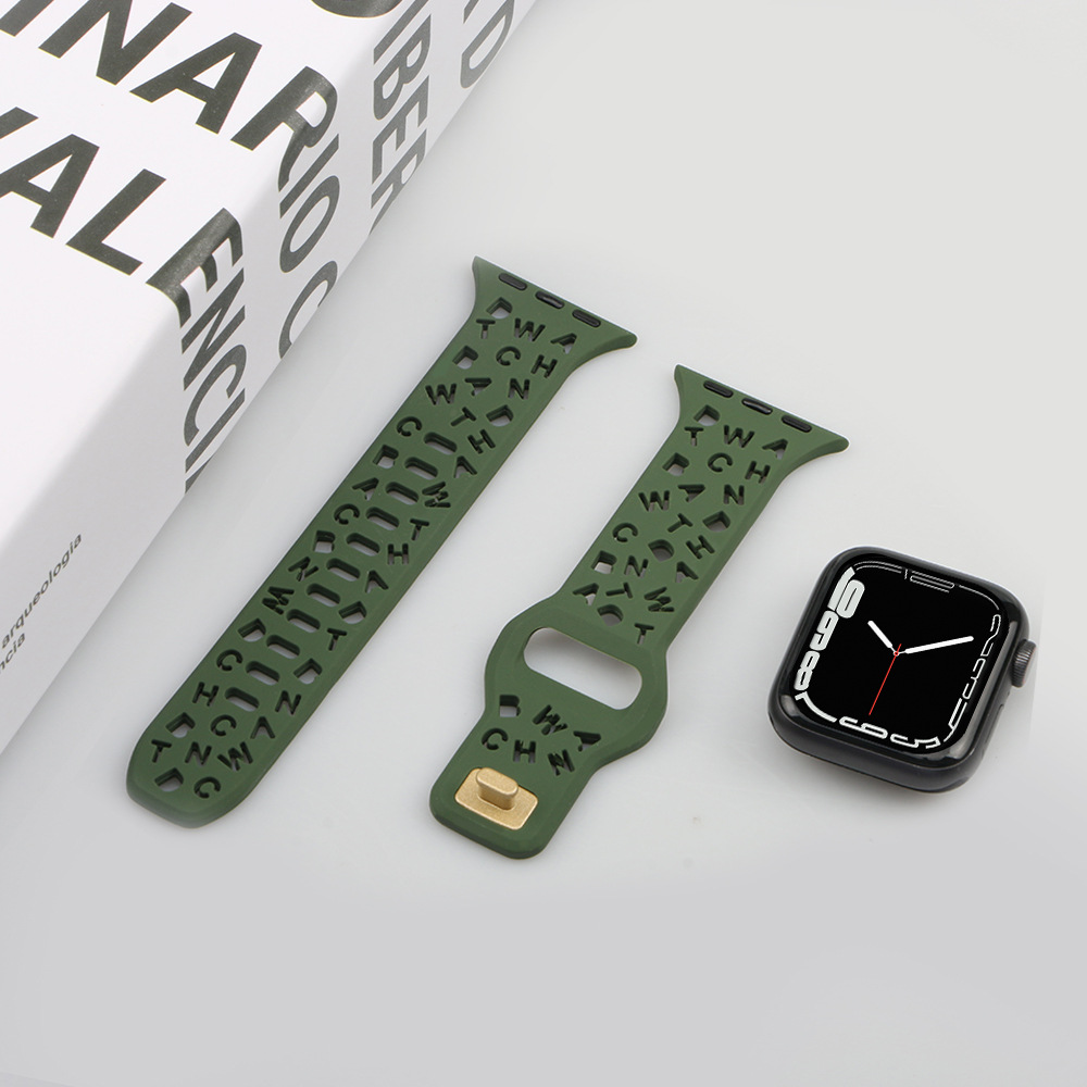 Picture of For Apple Watch iwatch87654321 Strap applewatchs9 English Hollow Solid Color Silicone Watch