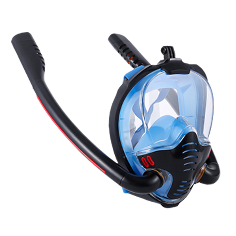 Picture of Cross-border New Diving Mask Double Tube Silicone Full Face Backstroke Diving Mask Anti-fog Snorkeling Equipment Factory