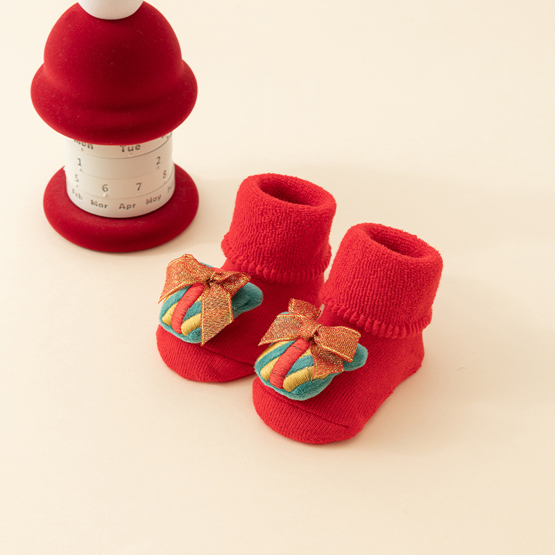 Picture of Newborn baby baby terry socks autumn and winter thick non-slip Christmas socks toddler red floor socks wholesale