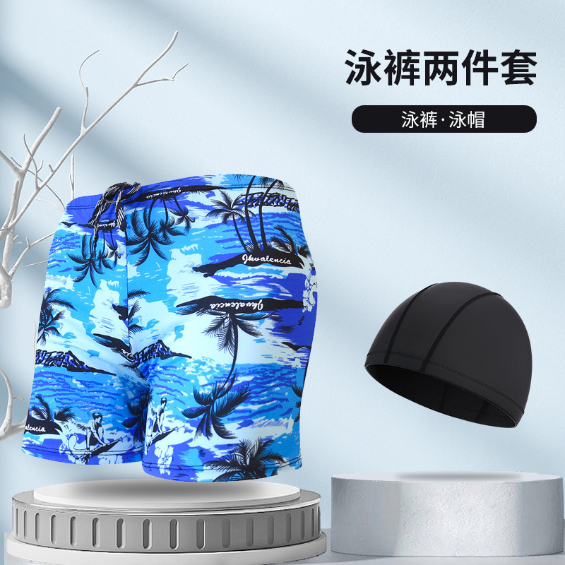 Picture of Explosions swimming trunks adult men's plus size anti-embarrassment boxer men's printing beach hot spring swimming trunks factory wholesale