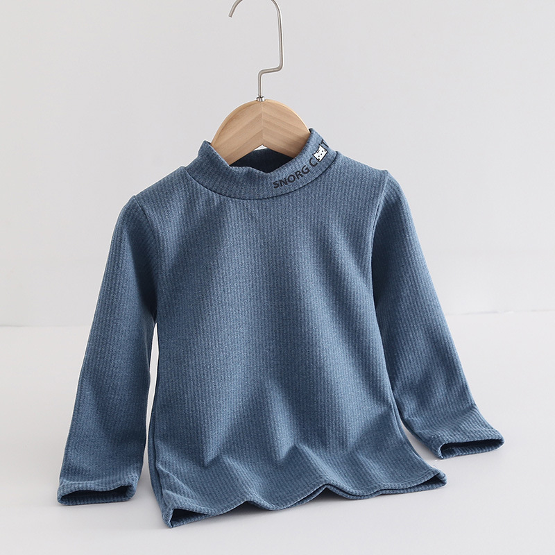 Picture of Autumn and Winter Children's brushed bottoming shirt boys and girls half turtleneck warm top baby thickened Korean Long Sleeve T-Shirt wholesale