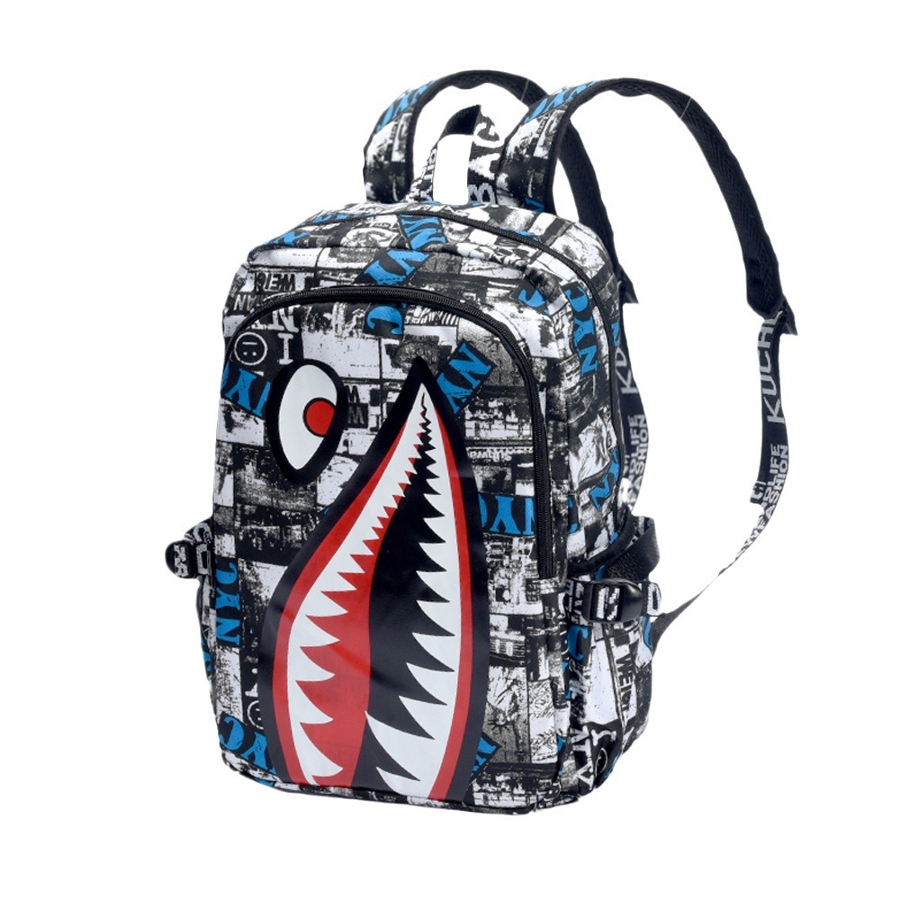 Picture of Cross-border New Children's Schoolbag Male Student Shark Personalized Oxford Cloth Large Capacity Lightweight Casual Simple Trendy Backpack