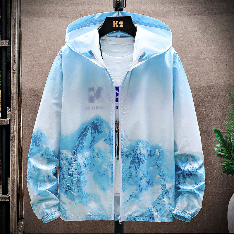 Picture of New summer sun protection clothing men's lightweight breathable hooded gradient skin clothing Outdoor Fishing Couple sun protection clothing women