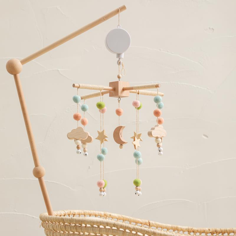 Picture of Nordic style foreign trade baby bed bell accessories bracket infant comfort toy music box bed bell bracket three-piece set