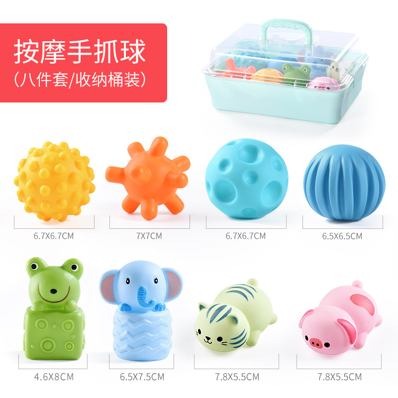 Picture of Newborn Baby Soft Rubber Toy Hand-held Ball Rattle Baby Soothing Massage Tactile Sense Ball Puzzle Bath Water Play