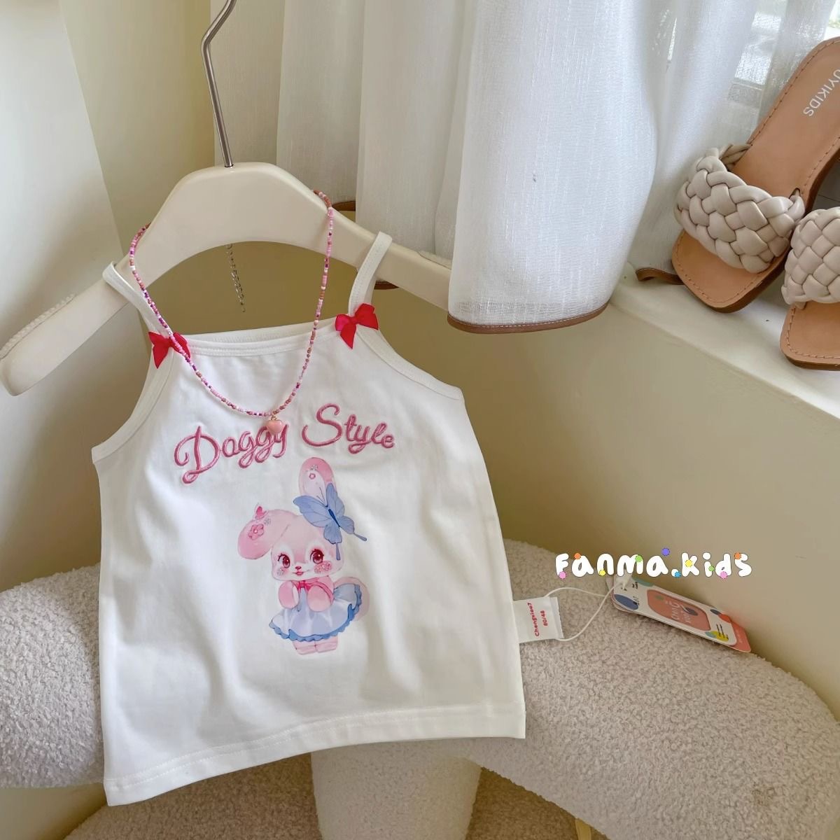 Picture of Printed Vest Bow Girl Children's Clothing Summer New Korean Style Baby Candy Color Cartoon Cute Skin-Friendly Sling