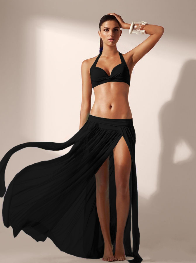 Picture of Elastic Waist Beach Skirt Bikini Blouse Sexy Swimsuit Coat Women's Mesh Skirt (Bikini Not Included)