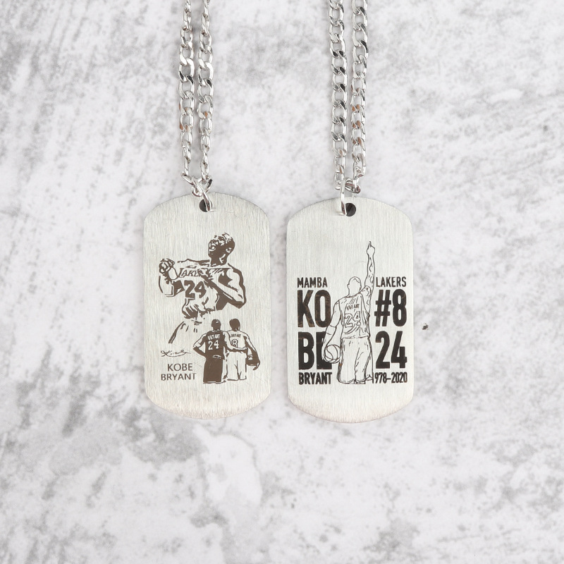 Picture of Necklace Kobe James Curry Owen Basketball Star logo Titanium Steel Necklace Pendant Commemorative Machinable Engraving